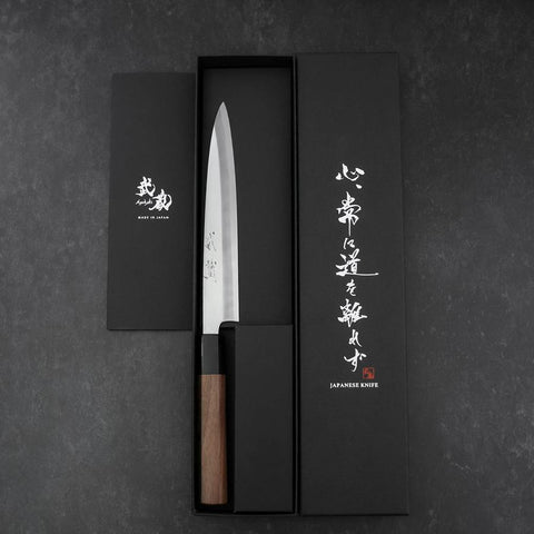 Yanagiba Blue Steel #2 Kasumi Walnut Handle 165mm-[Musashi]-[Japanese-Kitchen-Knives]