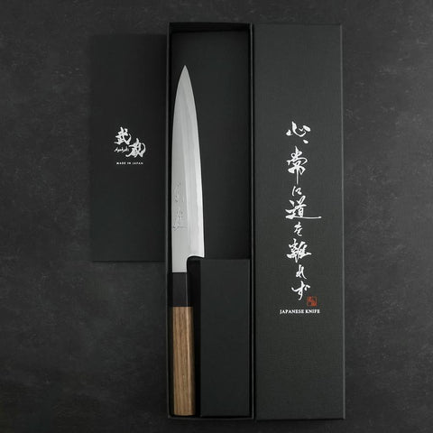 Yanagiba Blue Steel #2 Kasumi Walnut Handle 180mm-[Musashi]-[Japanese-Kitchen-Knives]