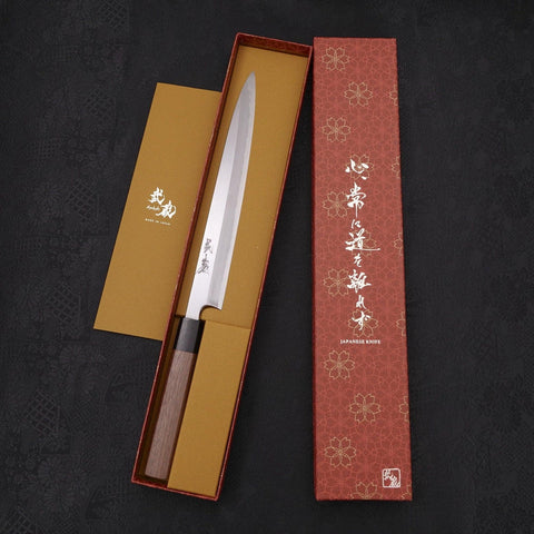 Yanagiba Blue Steel #2 Kasumi Walnut Handle 240mm-[Musashi]-[Japanese-Kitchen-Knives]