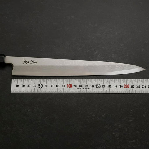 Yanagiba Blue Steel #2 Suminagashi Buffalo Ebony Handle 240mm-[Musashi]-[Japanese-Kitchen-Knives]