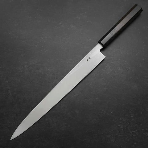 Yanagiba Blue Steel #2 Suminagashi Buffalo Ebony Handle 300mm-[Musashi]-[Japanese-Kitchen-Knives]