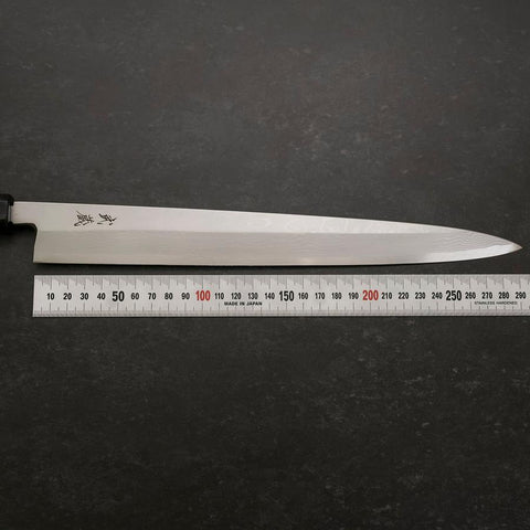 Yanagiba Blue Steel #2 Suminagashi Buffalo Ebony Handle 300mm-[Musashi]-[Japanese-Kitchen-Knives]