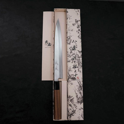 Yanagiba Silver Steel #3 Hon-Kasumi Buffalo Teak Handle 270mm-[Musashi]-[Japanese-Kitchen-Knives]