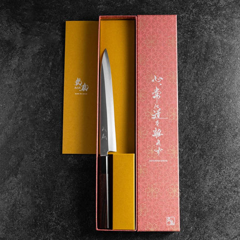 Yanagiba Silver Steel #3 Kasumi Buffalo Ebony Handle 200mm-[Musashi]-[Japanese-Kitchen-Knives]