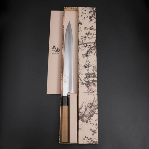 Yanagiba Silver Steel #3 Kasumi Buffalo Magnolia Handle 270mm (10.6”)-[Musashi]-[Japanese-Kitchen-Knives]