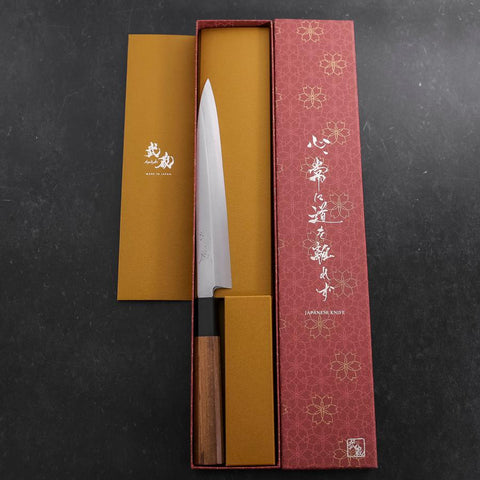 Yanagiba Silver Steel #3 Kasumi Buffalo Teak Handle 200mm-[Musashi]-[Japanese-Kitchen-Knives]