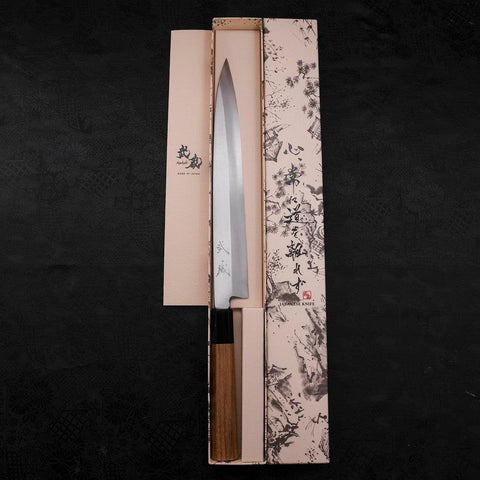 Yanagiba Silver Steel #3 Kasumi Buffalo Teak Handle 270mm-[Musashi]-[Japanese-Kitchen-Knives]