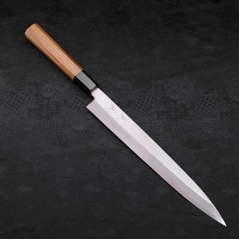 Yanagiba Silver Steel #3 Kasumi Buffalo Teak Handle 270mm-[Musashi]-[Japanese-Kitchen-Knives]