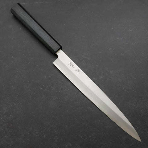 Yanagiba Silver Steel #3 Kasumi Dark Blue Urushi Handle 240mm-[Musashi]-[Japanese-Kitchen-Knives]