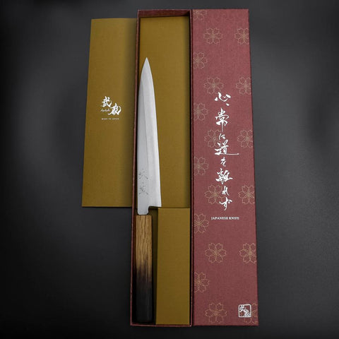 Yanagiba Silver Steel #3 Kasumi Yaki Urushi Handle 205mm-[Musashi]-[Japanese-Kitchen-Knives]