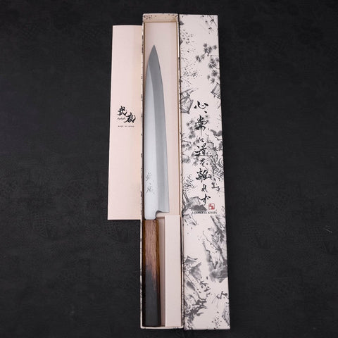 Yanagiba Silver Steel #3 Kasumi Yaki Urushi Handle 260mm-[Musashi]-[Japanese-Kitchen-Knives]