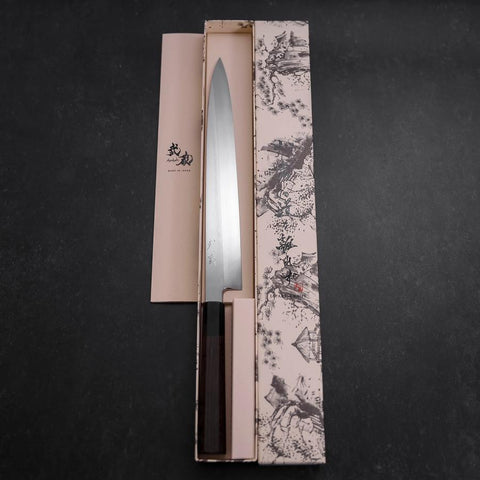 Yanagiba White Steel #2 Honyaki Buffalo Ebony Handle 270mm-[Musashi]-[Japanese-Kitchen-Knives]