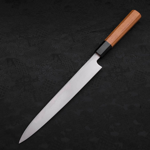 Yanagiba White Steel #2 Kurouchi Buffalo Teak Handle 225mm-[Musashi]-[Japanese-Kitchen-Knives]